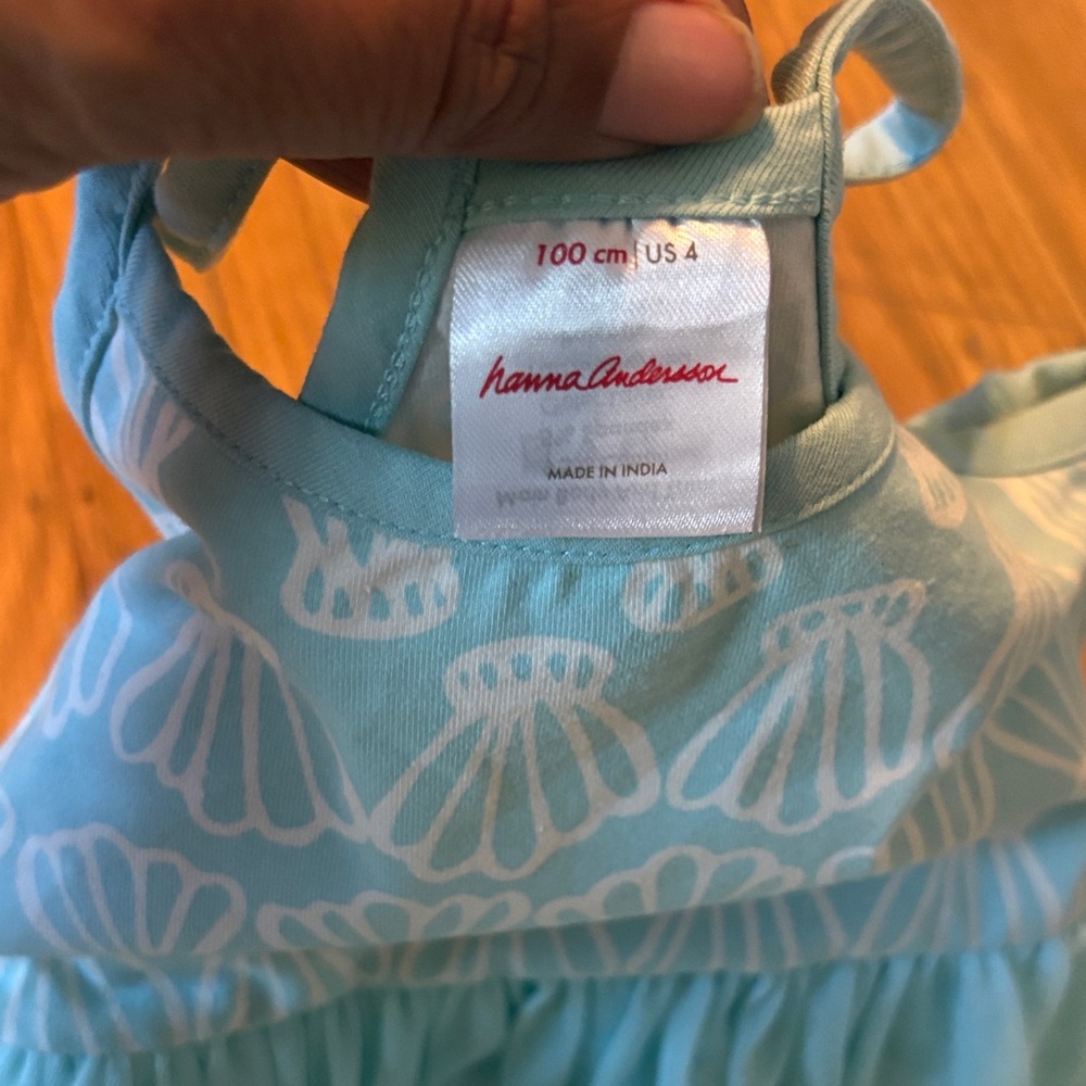 *Hanna Andersson Light Blue Shell Pattern Dress - Picture 3 of 6